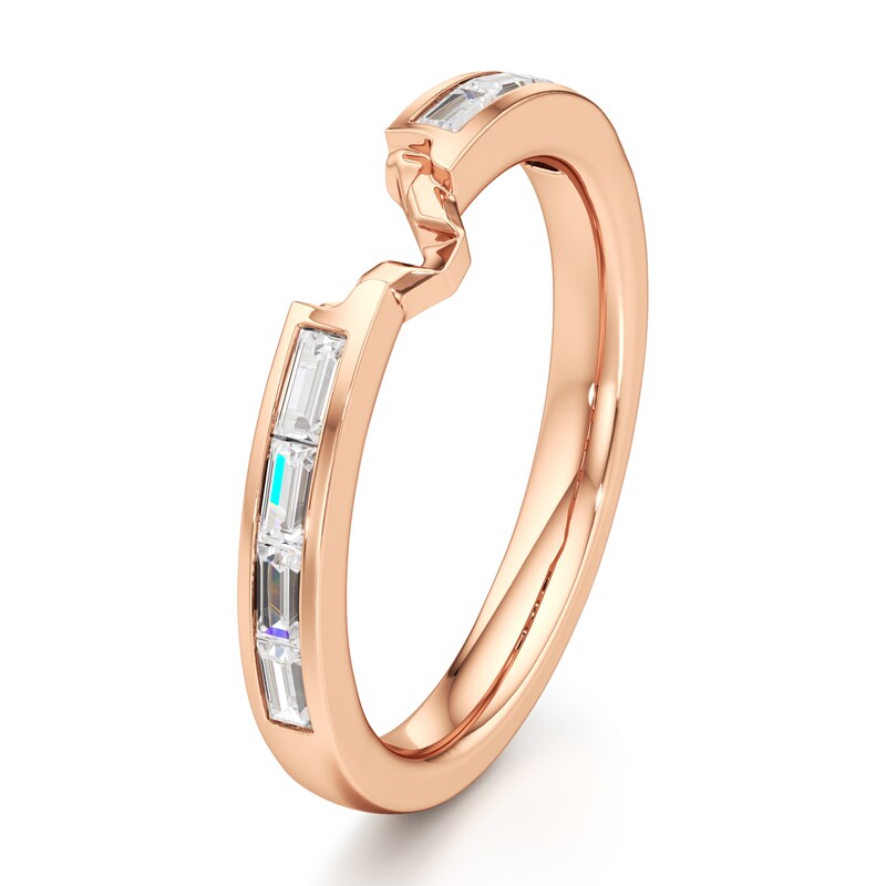 Main Image 4 of J'Lure Baguette-Cut Lab-Grown Diamond Contour Wedding Band 1/3 ct tw 18K Rose Gold