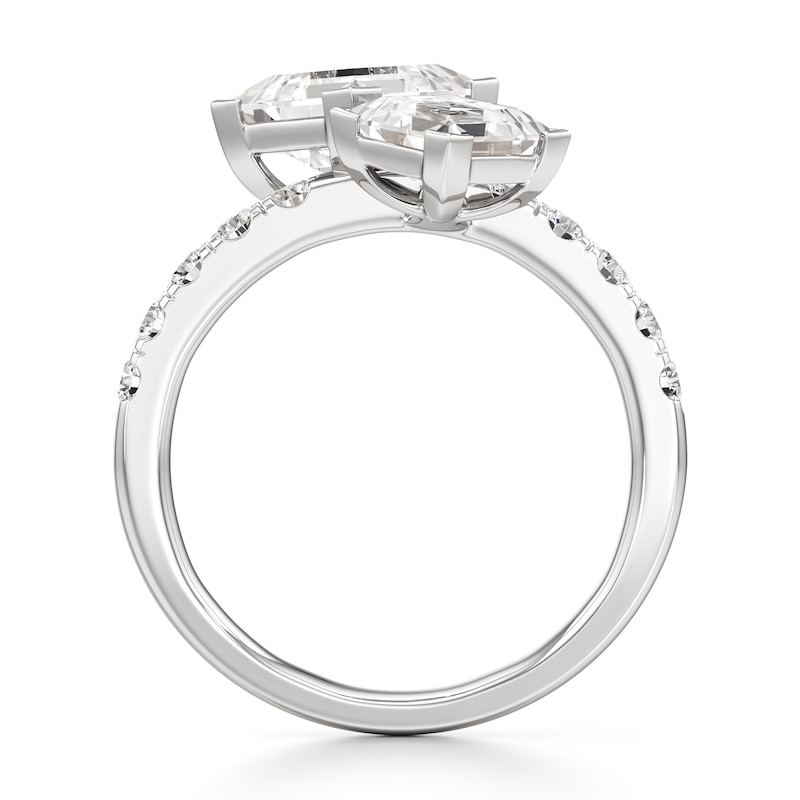 Main Image 2 of J'Lure Carre Step-Cut Two-Stone Lab-Grown Diamond Engagement Ring 3-3/8 ct tw 18K White Gold