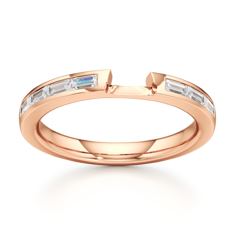 Main Image 1 of J'Lure Baguette-Cut Lab-Created Diamond Contour Wedding Band 1/3 ct tw 18K Rose Gold