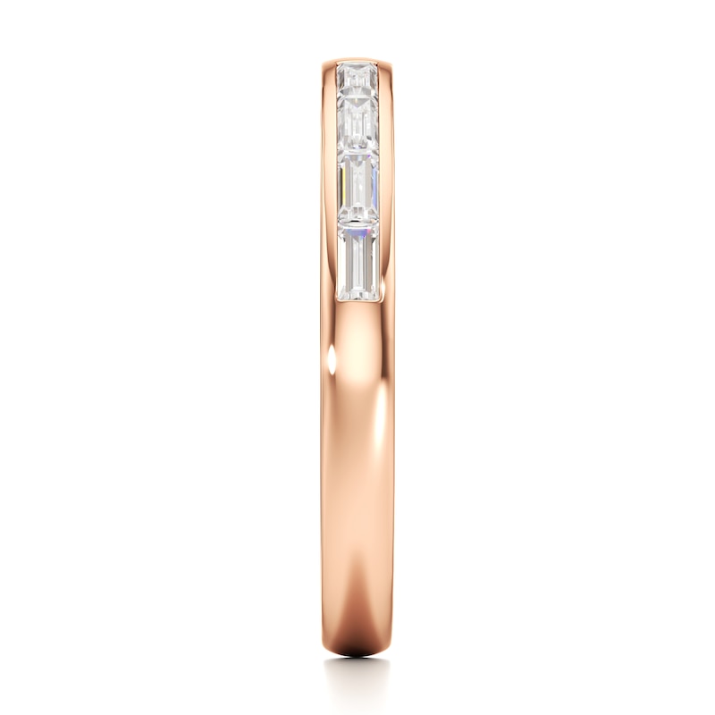 Main Image 3 of J'Lure Baguette-Cut Lab-Created Diamond Contour Wedding Band 1/3 ct tw 18K Rose Gold