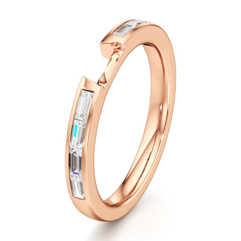 Main Image 4 of J'Lure Baguette-Cut Lab-Created Diamond Contour Wedding Band 1/3 ct tw 18K Rose Gold