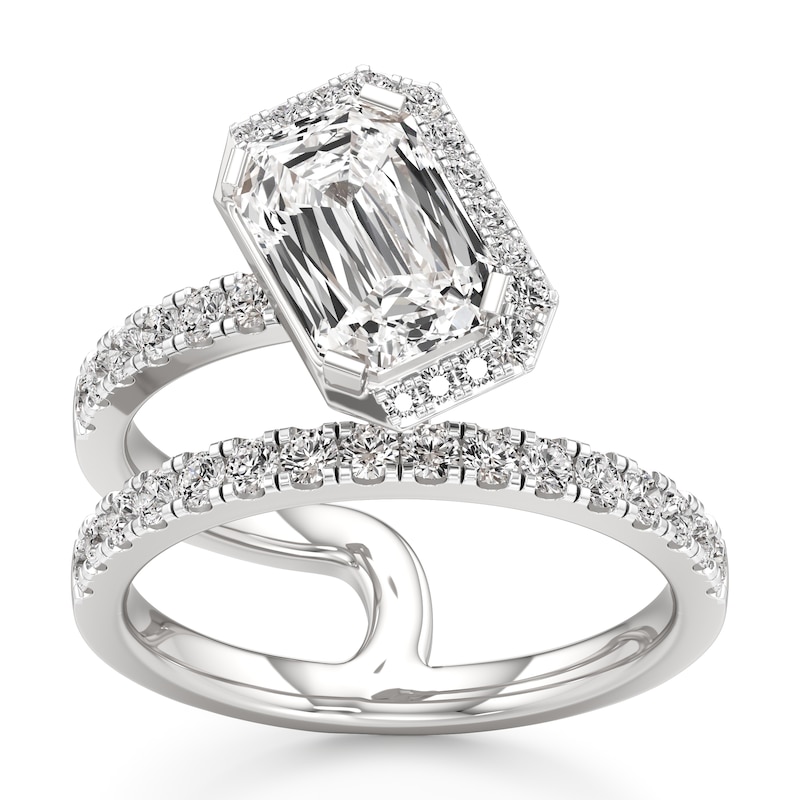 Main Image 1 of J'Lure Imperial-Emerald Step-Cut Lab-Grown Diamond Spiral Engagement Ring 2-5/8 ct tw 18K White Gold
