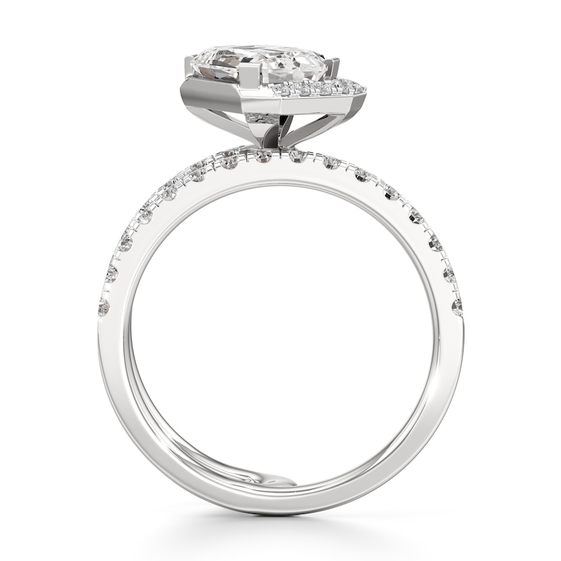 Main Image 2 of J'Lure Imperial-Emerald Step-Cut Lab-Grown Diamond Spiral Engagement Ring 2-5/8 ct tw 18K White Gold