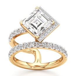 J'Lure Carre Step-Cut Lab-Grown Diamond Spiral Engagement Ring 3-3/4 ct tw 18K Yellow Gold