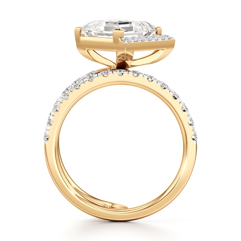 Main Image 2 of J'Lure Carre Step-Cut Lab-Grown Diamond Spiral Engagement Ring 3-3/4 ct tw 18K Yellow Gold