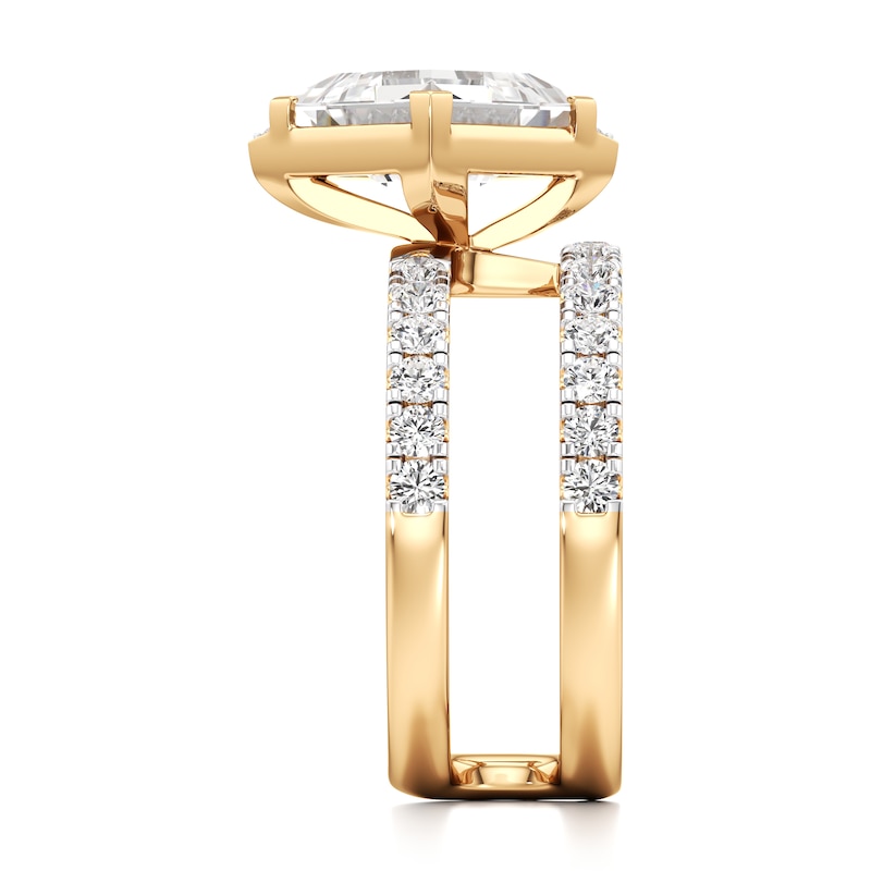 Main Image 3 of J'Lure Carre Step-Cut Lab-Grown Diamond Spiral Engagement Ring 3-3/4 ct tw 18K Yellow Gold