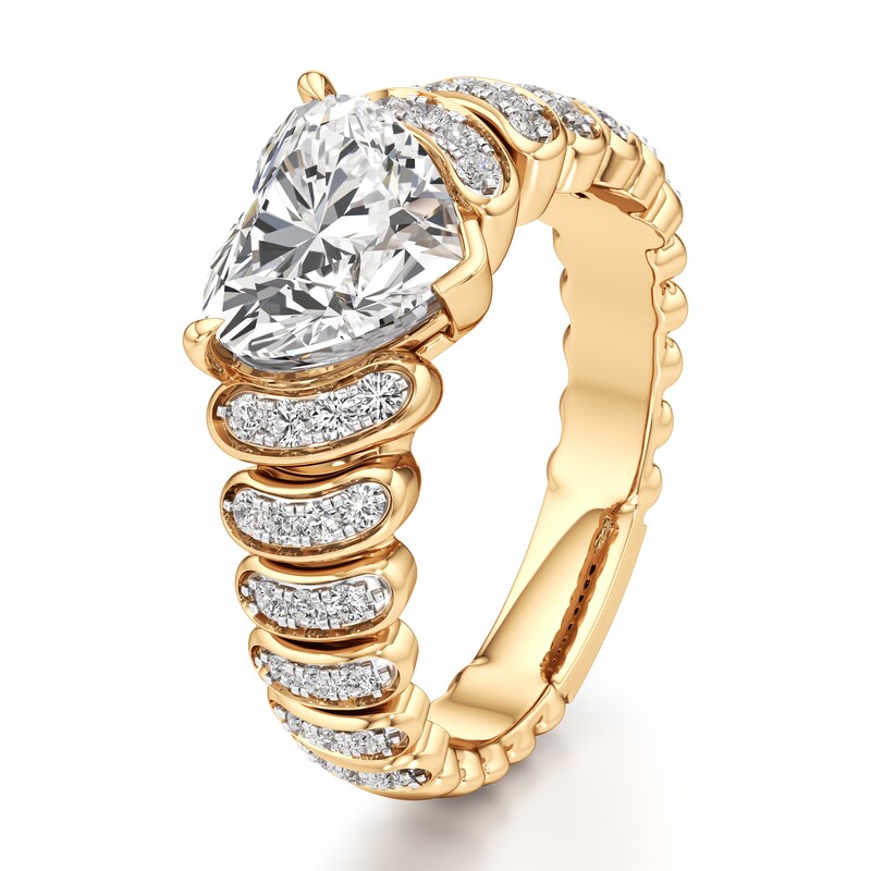 Main Image 4 of J'Lure Heart Brilliant-Cut Lab-Grown Diamond Engagement Ring 2-1/4 ct tw 18K Yellow Gold
