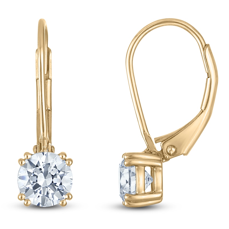 Main Image 1 of Round-Cut Lab-Grown Diamond Solitaire Drop Earrings 1-1/2 ct tw 14K Yellow Gold (SI2/F)