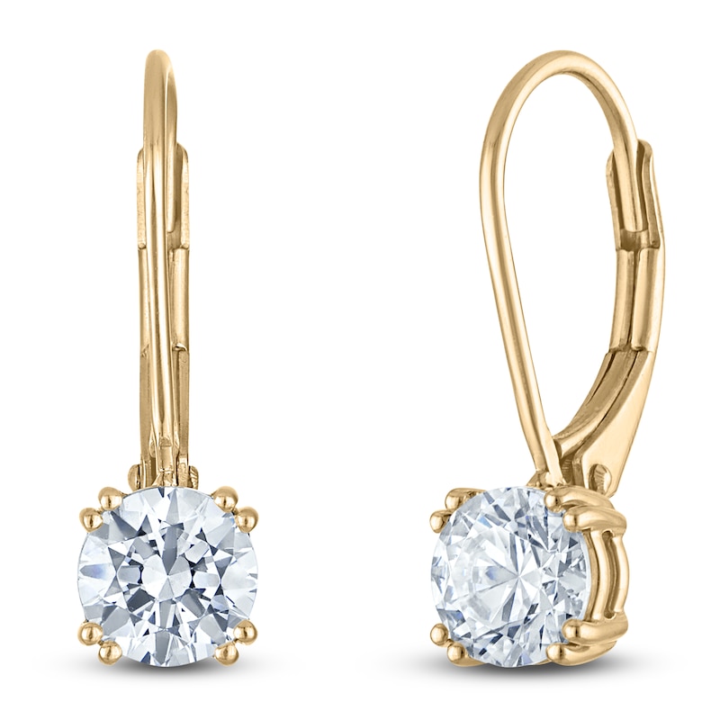 Main Image 2 of Round-Cut Lab-Grown Diamond Solitaire Drop Earrings 1-1/2 ct tw 14K Yellow Gold (SI2/F)
