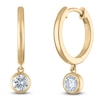 Thumbnail Image 2 of Round-Cut Lab-Grown Diamond Solitaire Dangle Hoop Earrings 1/2 ct tw 14K Yellow Gold (SI2/F)