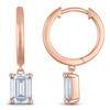 Thumbnail Image 1 of Emerald-Cut Lab-Grown Diamond Solitaire Dangle Hoop Earrings 2 ct tw 14K Rose Gold (SI2/F)