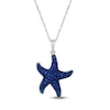 Thumbnail Image 1 of Blue Lab-Created Sapphire Starfish Necklace Sterling Silver 18"