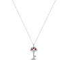 Thumbnail Image 1 of Heart-Shaped Lab-Created Ruby and White Lab-Created Sapphire Key Necklace Sterling Silver and 10K Rose Gold 18"