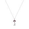 Thumbnail Image 2 of Heart-Shaped Lab-Created Ruby and White Lab-Created Sapphire Key Necklace Sterling Silver and 10K Rose Gold 18"