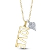 Thumbnail Image 1 of Shy Creation Diamond Accent Pavé Heart Charm and "Love" Necklace 14K Two-Tone Gold 18" SC55027257