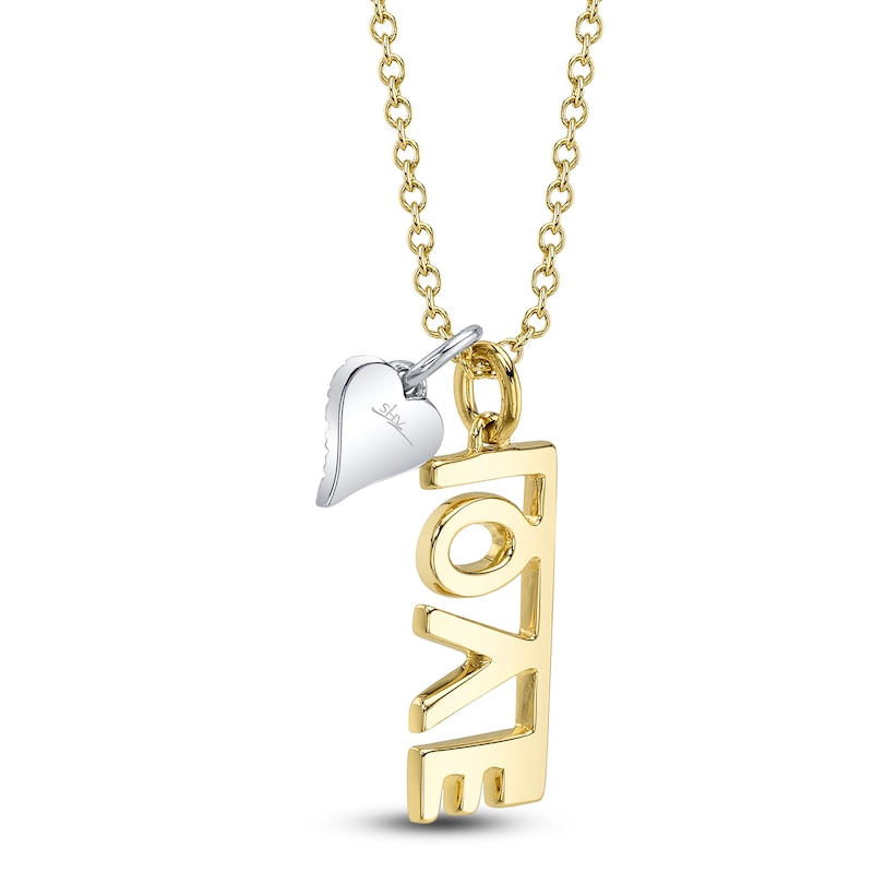 Main Image 2 of Shy Creation Diamond Accent Pavé Heart Charm and "Love" Necklace 14K Two-Tone Gold 18" SC55027257