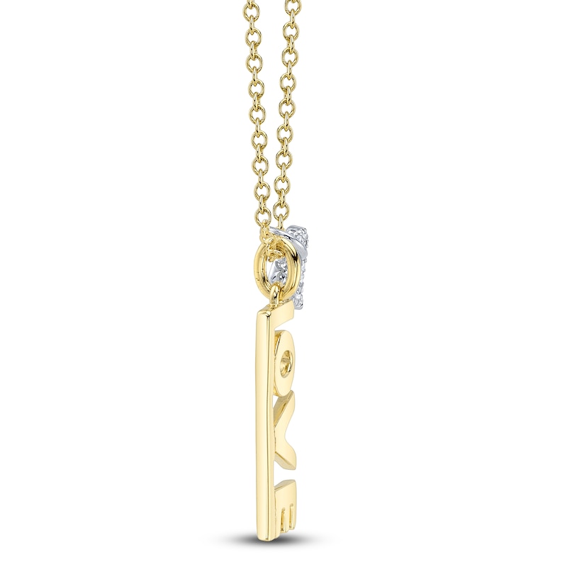Main Image 3 of Shy Creation Diamond Accent Pavé Heart Charm and "Love" Necklace 14K Two-Tone Gold 18" SC55027257