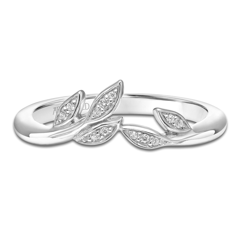 Main Image 2 of ArtCarved Diamond Leaf Anniversary Ring 1/20 ct tw 14K White Gold