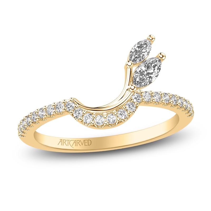 Main Image 1 of ArtCarved Marquise-Cut Diamond Contour Anniversary Ring 3/8 ct tw 14K Yellow Gold
