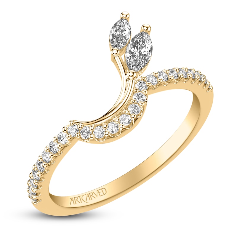 Main Image 2 of ArtCarved Marquise-Cut Diamond Contour Anniversary Ring 3/8 ct tw 14K Yellow Gold