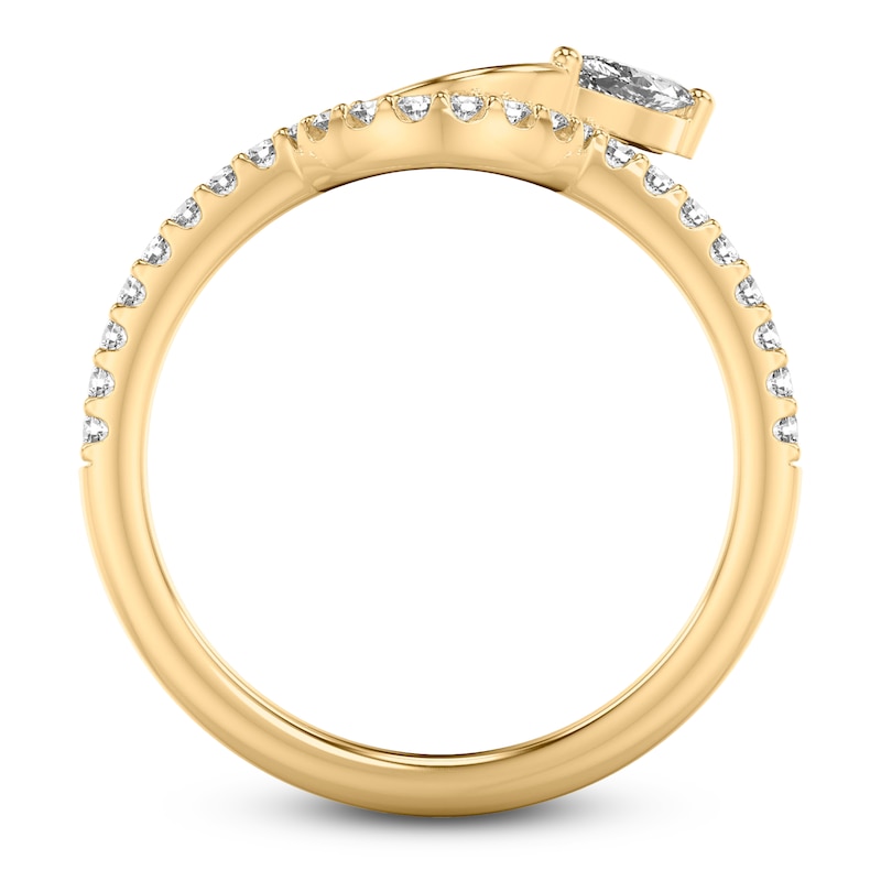 Main Image 3 of ArtCarved Marquise-Cut Diamond Contour Anniversary Ring 3/8 ct tw 14K Yellow Gold