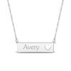 Thumbnail Image 1 of Engravable Name Bar Necklace with Heart Cutout 10K White Gold 18"