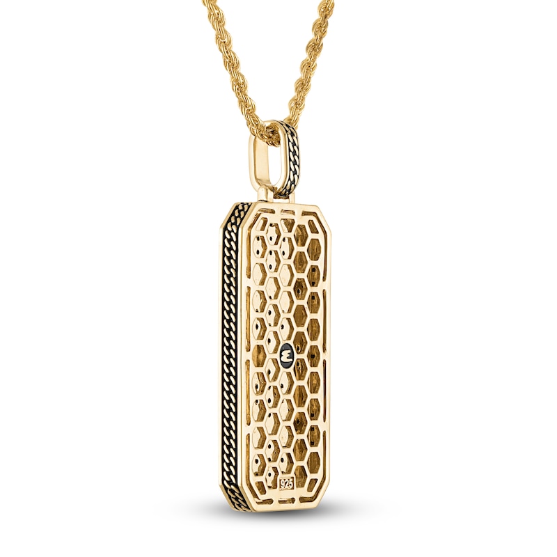 Main Image 3 of 1933 by Esquire Men's Black Diamond Hexagon Tag Necklace 1 ct tw 14K Yellow Gold-Plated Sterling Silver 22"
