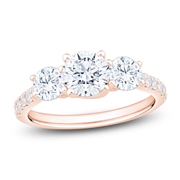 Round-Cut Lab-Grown Diamond Three-Stone Engagement Ring 2 ct tw 14K Rose Gold