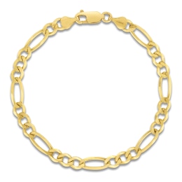 Figaro Chain Bracelet 8.5mm Solid 14K Yellow Gold 8.5"