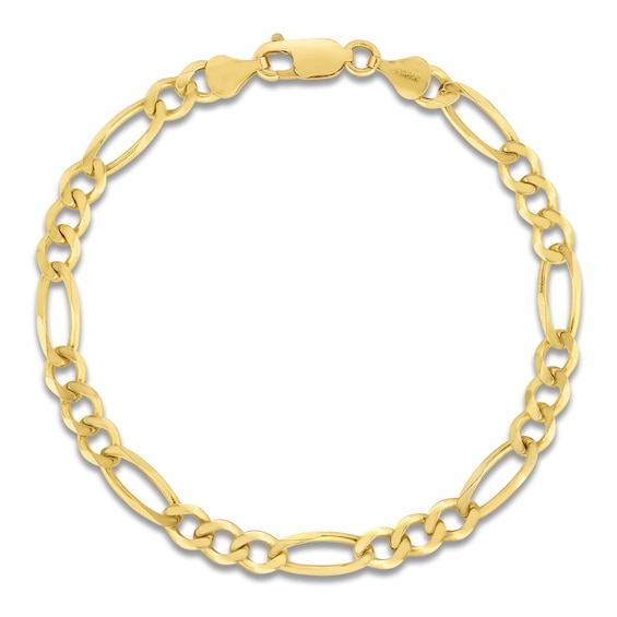 Figaro Chain Bracelet 6mm Solid 14K Yellow Gold 8.5"