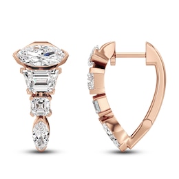 J'Lure Moval Old-Cut, Trapezoid Step-Cut & Square Emerald Step-Cut Hoop Earrings 3 ct tw 14K Rose Gold