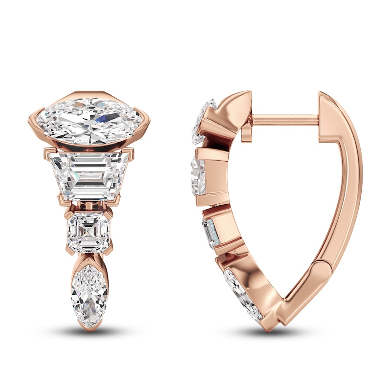 Main Image 1 of J'Lure Moval Old-Cut, Trapezoid Step-Cut & Square Emerald Step-Cut Hoop Earrings 3 ct tw 14K Rose Gold