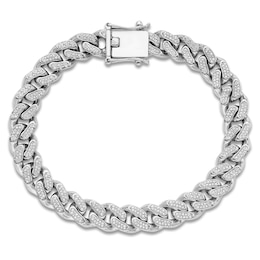 Men's Diamond Pavé Curb Chain Bracelet 1 ct tw Sterling Silver 8.25"