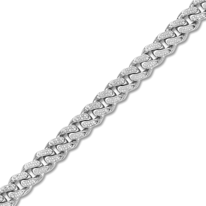 Main Image 3 of Men's Diamond Pavé Curb Chain Bracelet 1 ct tw Sterling Silver 8.25"