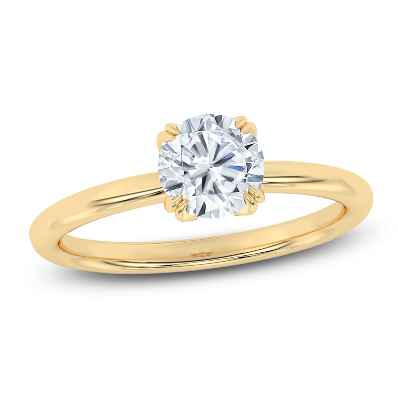 Main Image 1 of Round-Cut Solitaire Diamond Engagement Ring 1 ct tw 14K Yellow Gold (I2/I)