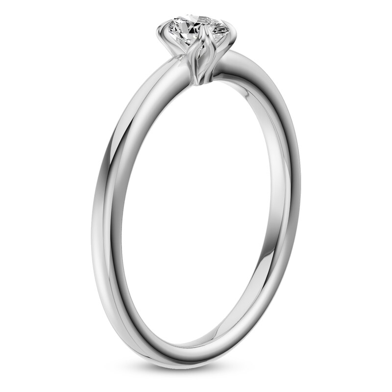 Main Image 2 of Certified Oval-Cut Diamond Solitaire Engagement Ring 1/4 ct tw 18K White Gold (SI2/G)