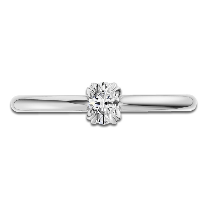 Main Image 3 of Certified Oval-Cut Diamond Solitaire Engagement Ring 1/4 ct tw 18K White Gold (SI2/G)