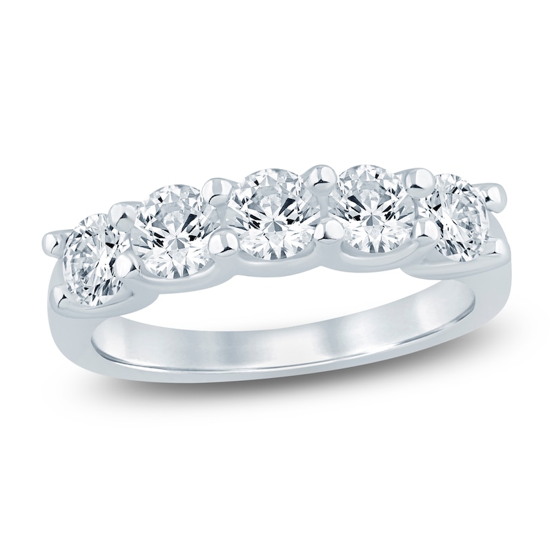 Main Image 1 of Lab-Grown Diamond Five-Stone Anniversary Ring 1-1/2 ct tw 14K White Gold
