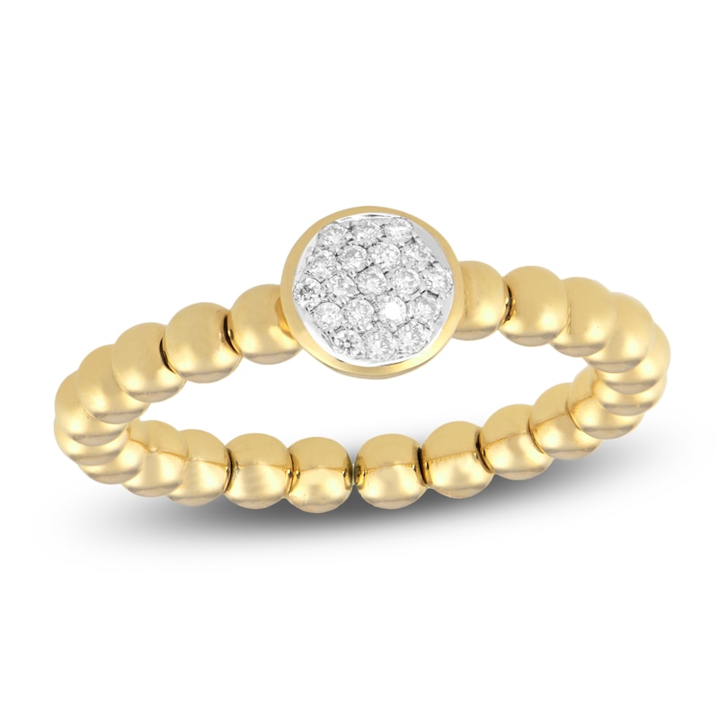 Main Image 1 of Italia D'Oro Multi-Diamond Pavé Circle Beaded Shank Ring 1/10 ct tw 14K Yellow Gold