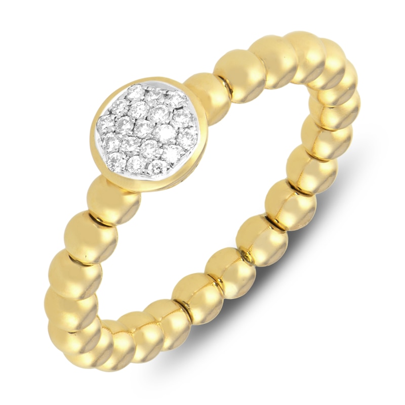 Main Image 2 of Italia D'Oro Multi-Diamond Pavé Circle Beaded Shank Ring 1/10 ct tw 14K Yellow Gold