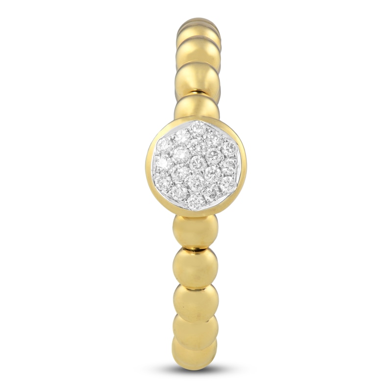 Main Image 3 of Italia D'Oro Multi-Diamond Pavé Circle Beaded Shank Ring 1/10 ct tw 14K Yellow Gold