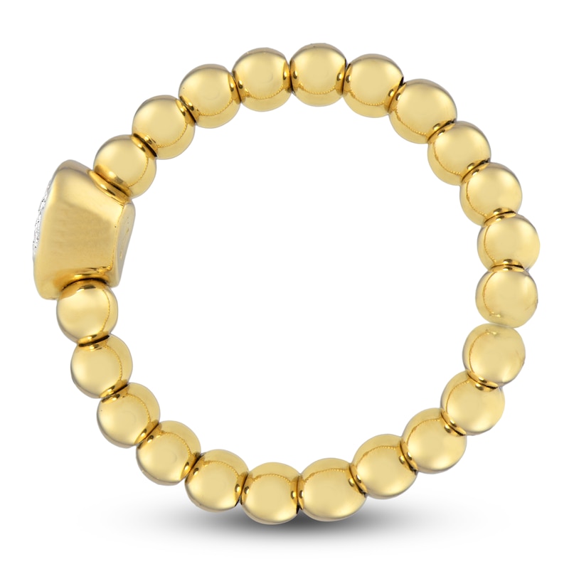 Main Image 4 of Italia D'Oro Multi-Diamond Pavé Circle Beaded Shank Ring 1/10 ct tw 14K Yellow Gold