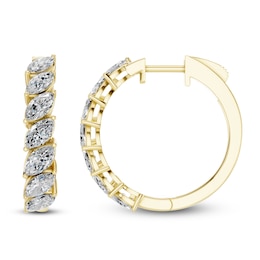 Marquise-Cut Lab-Grown Diamond Hoop Earrings 2 ct tw 14K Yellow Gold