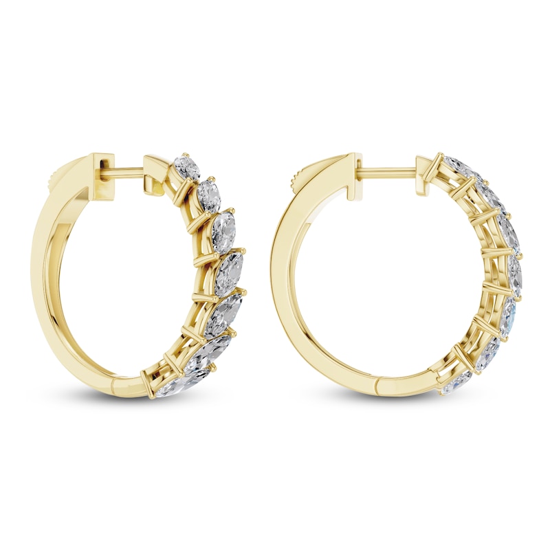 Main Image 3 of Marquise-Cut Lab-Grown Diamond Hoop Earrings 2 ct tw 14K Yellow Gold