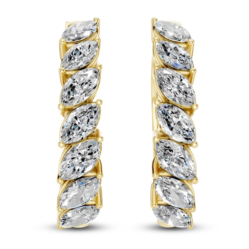 Main Image 4 of Marquise-Cut Lab-Grown Diamond Hoop Earrings 2 ct tw 14K Yellow Gold