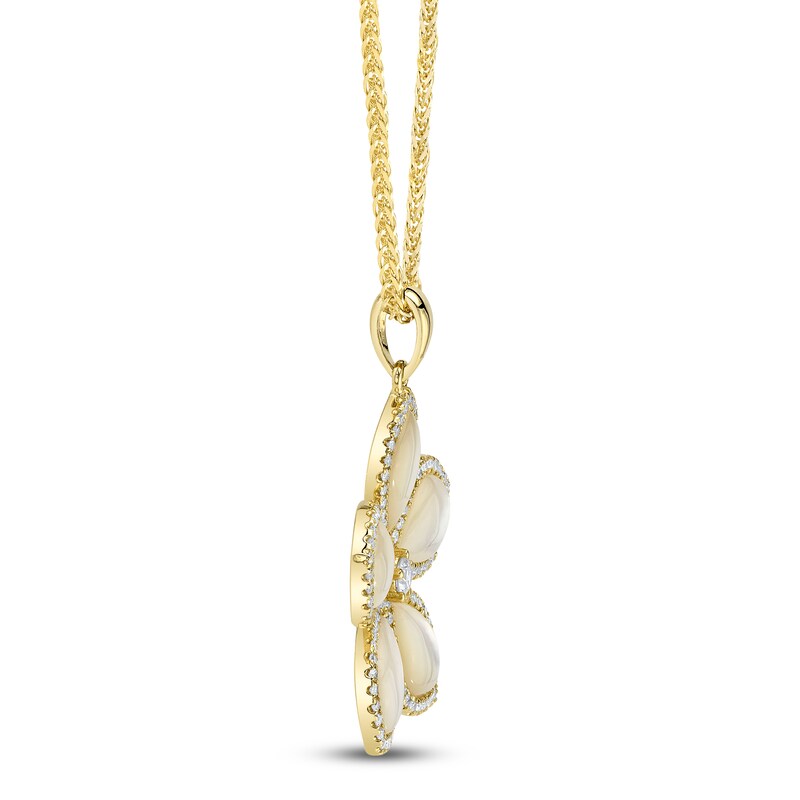 Main Image 2 of Shy Creation Natural Mother-of-Pearl & Diamond Flower Necklace 1/2 ct tw 14K Yellow Gold 18" SC55028824