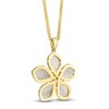 Thumbnail Image 3 of Shy Creation Natural Mother-of-Pearl & Diamond Flower Necklace 1/2 ct tw 14K Yellow Gold 18" SC55028824