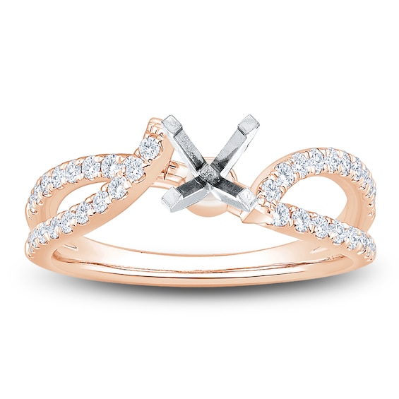 Lab-Grown Diamond Crossover Shank Engagement Ring Setting 3/8 ct tw 14K Rose Gold
