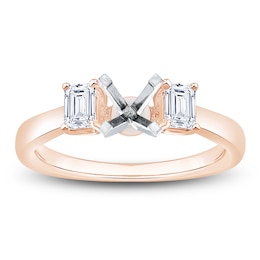 Emerald-Cut Lab-Grown Diamond Engagement Ring Setting 1/2 ct tw 14K Rose Gold