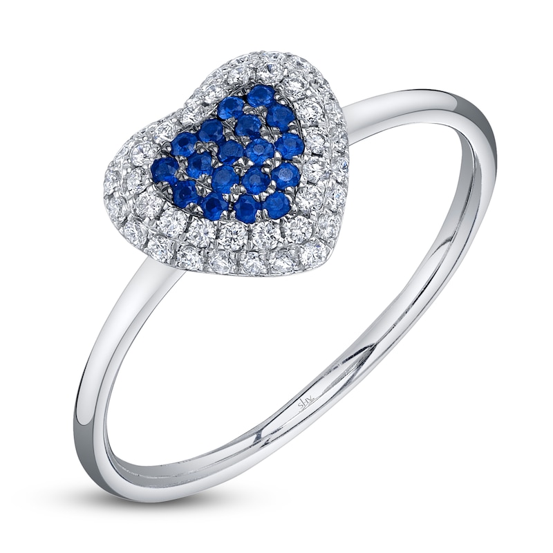 Main Image 2 of Shy Creation Natural Blue Sapphire & Diamond Heart Ring 1/6 ct tw 14K White Gold
